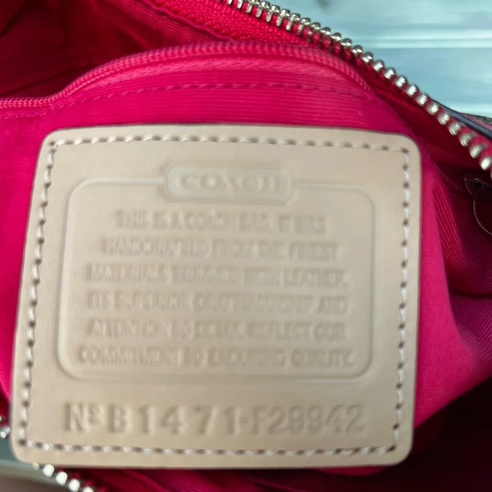 Coach Pink Striped Demi Satchel - Picture 9 of 12